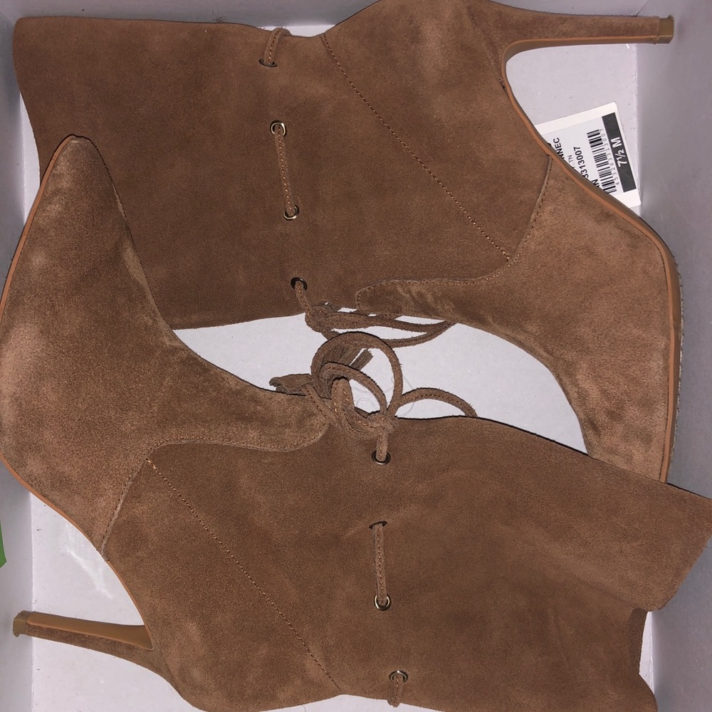 Brown suede booties